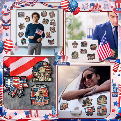 Chapou 20 Pcs 4th of July Patriotic Diamond Art Magnets 250th Anniversary Eagle Diamond Painting Magnets Memorial Day Red White Blue American Flag Magnetic Gem Art Stickers Kits for Adults DIY Decor