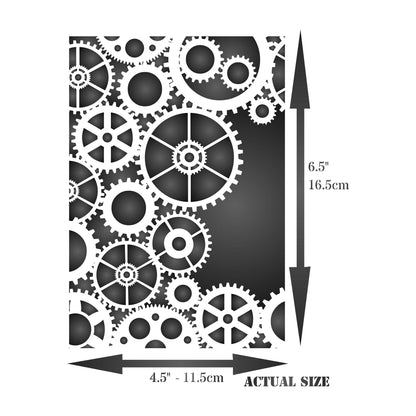 Gears Layering Stencil, 4.5 x 6.5 inch - Steampunk Stencil MaskStencils by CRAFT KREATIVELY
