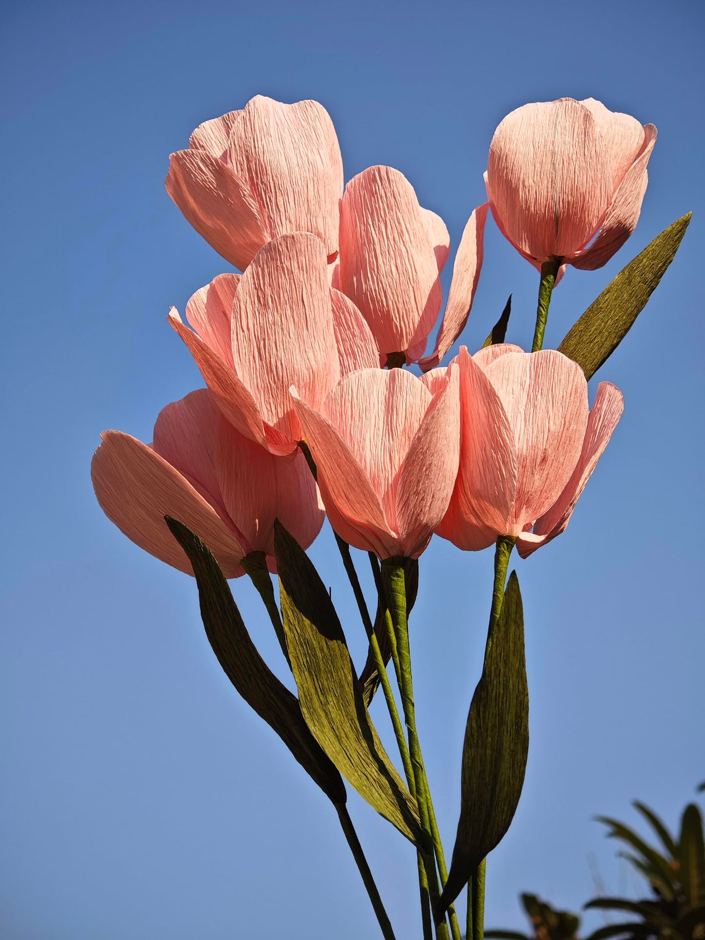 Mybbshower Pink Crepe Paper Tulip for Home Decor DIY Kit with Floral Tape & 12 Wire Stems DIY Craft Projects Crepe Paper Flower