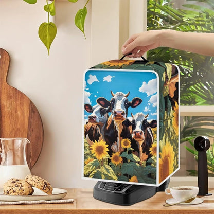 Cow Sunflower Coffee Machine Covers, Anti Dust Covers for Blender Mixer Juice Machine, Keep Kitchen Office Clean