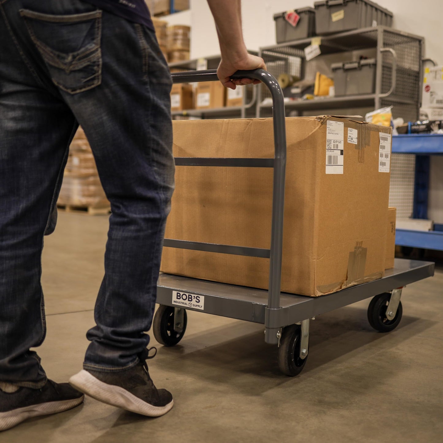 BISupply Flat Dolly Cart with Wheels Heavy Duty 36 x 72 Inch Cart - 2000lb Capacity Flatbed Hand Truck