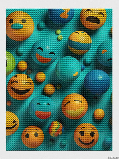RGAJWIC Smiley Face Diamond Painting Kits 12"x16" Cute Gem Art Painting Full Drill Diamond Dots Paintings for Beginners DIY Diamonds Pictures for Adults Home Wall Decor