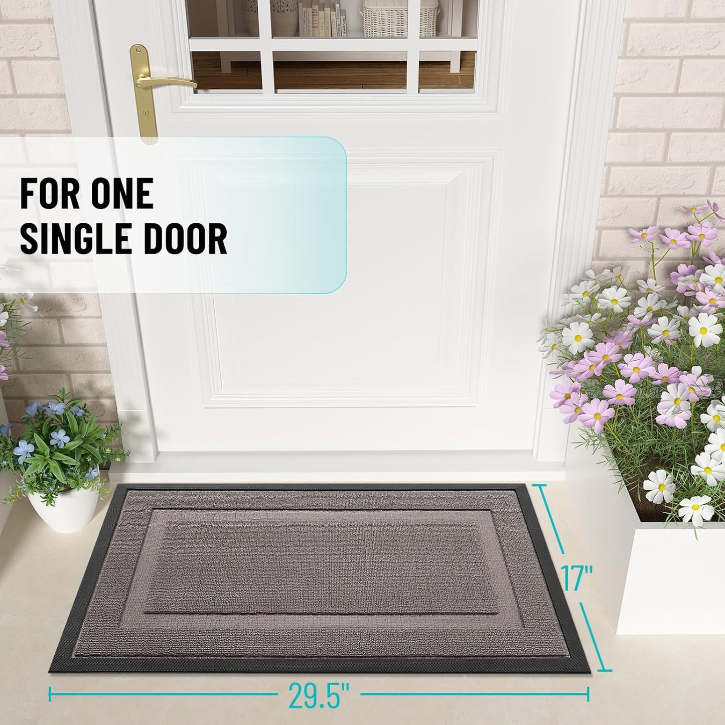 OLANLY Waterproof Front Door Mat - All-Season Indoor/Outdoor Doormat, Easy Clean, 71x23, Taupe