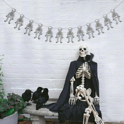 Halloween Skeleton Garland - Felt Halloween Birthday Party Banner, Gothic Theme Party Supplies, Bachelorette Parties Decoration and Gothic Weddings, Skeleton Decorations Cake Smash Photo Props