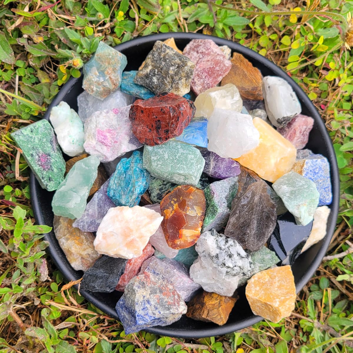 5.4lb Bulk Natural Rocks for Tumbling,Rocks Minerals Collections Raw Crystals Rough Stones for Polishing Gemstones Crystals and Healing Stones for Wicca Reiki (110-130pcs)