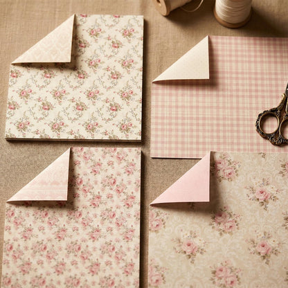 shuielai 24 Sheets 12×12 Retro Pink Floral Scrapbook Paper, Dual-Sided Decorative Craft Paper - for Photo Albums Junk Journals DIY Decor (Pink)