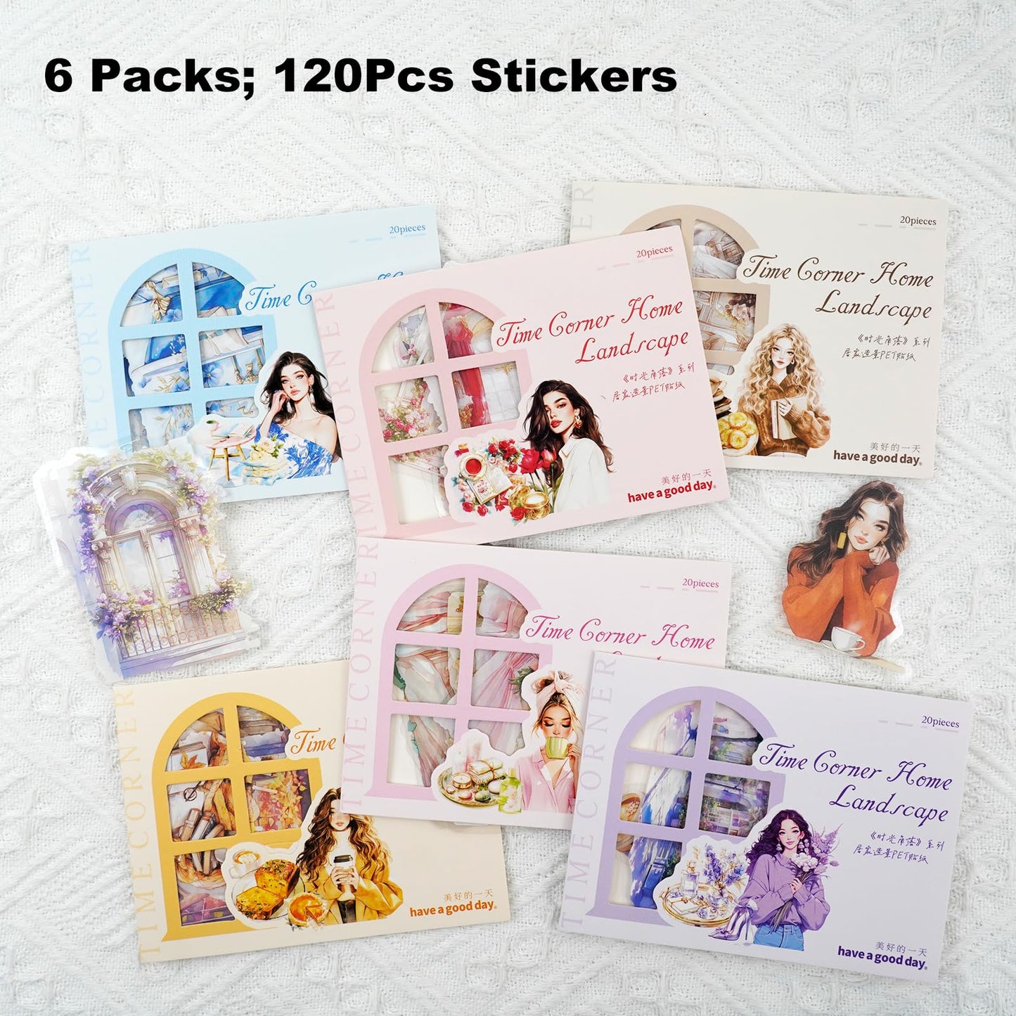 AuriicLeaf Cozy Home PET Stickers Set, 120PCS Vintage Girl and Room Aesthetic Stickers for Journaling, Scrapbooking, Planners and DIY Crafts