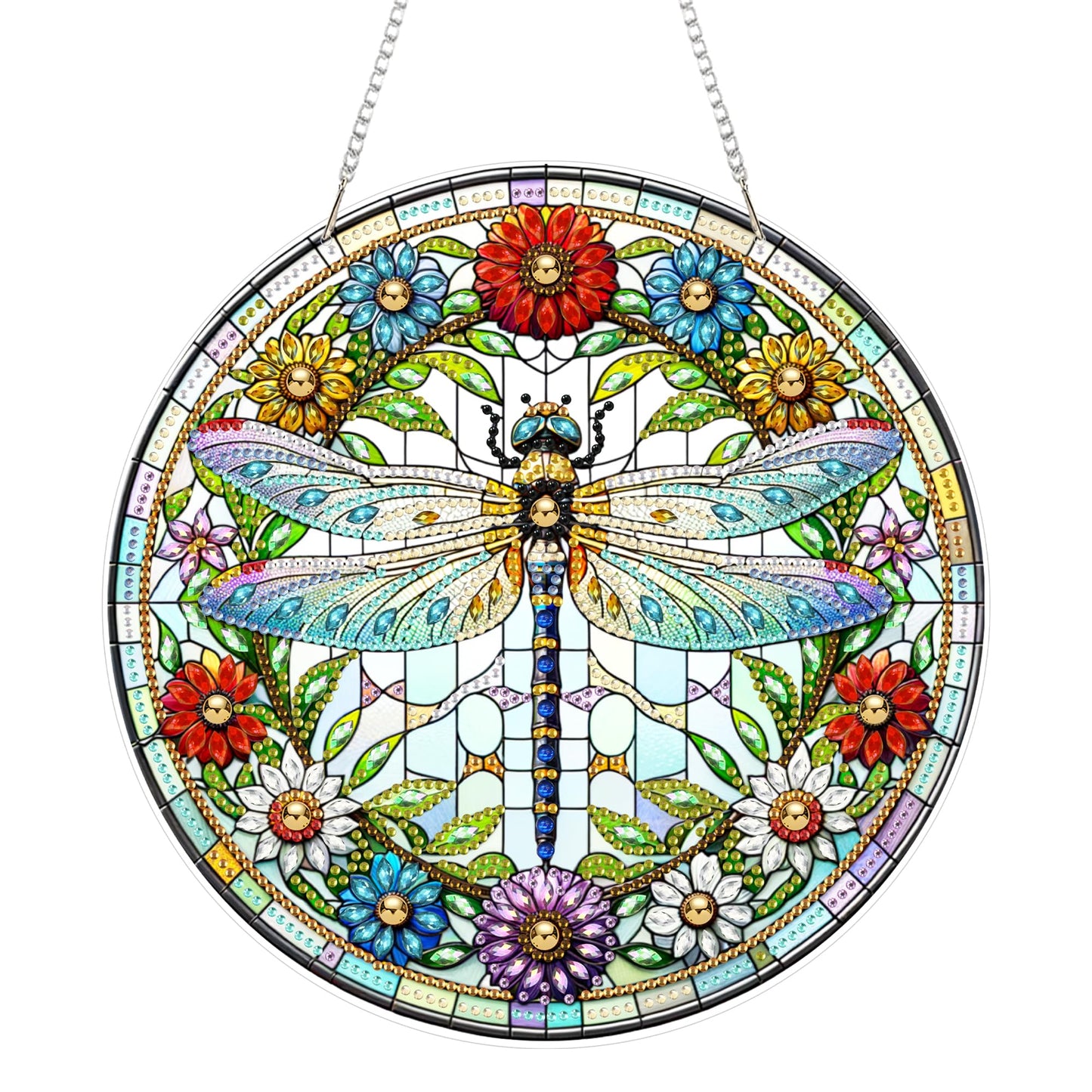 Eiflow Acrylic Diamond Art Hanging Kit for Adults, DIY Diamonds Painting Door Hanging Board Kit, Special Crystal Diamond Art Painting Pendant Ornament (Dragonfly)