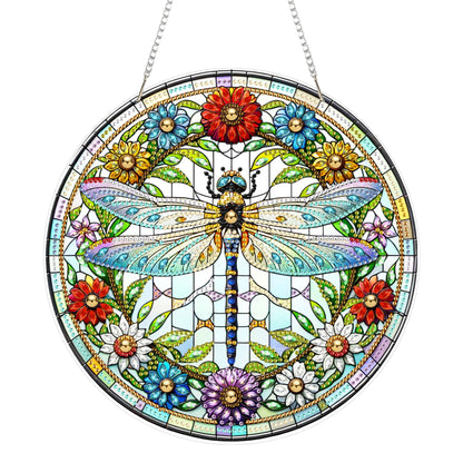 Eiflow Acrylic Diamond Art Hanging Kit for Adults, DIY Diamonds Painting Door Hanging Board Kit, Special Crystal Diamond Art Painting Pendant Ornament (Dragonfly)