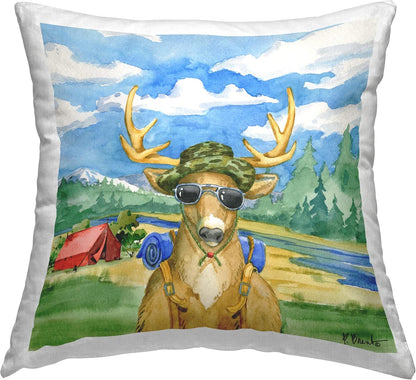 Stupell Industries Camping Gear Deer Nature Design Throw Pillow - 18 x 18, Multi-Color