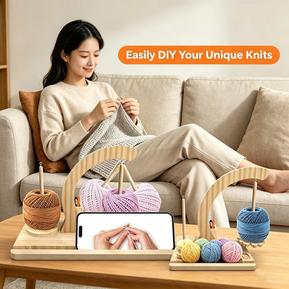 Yarn Holder for Crocheting and Knitting,Upgraded Rotating Yarn Spinner with 2 Spindles,Portable Wrist Yarn Holder with Phone Stand & Crochet Accessories Storage, Crochet Gift for Knitting Lovers