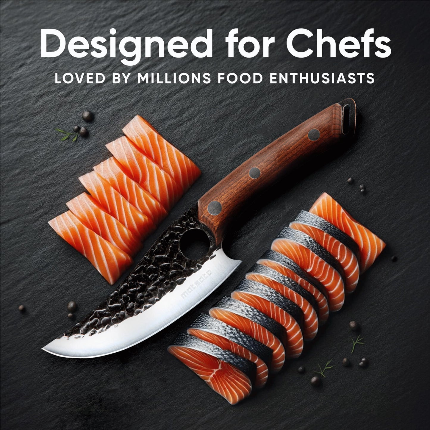 Matsato Chef Knife - Kitchen Knife for Cooking, Chopping. Japanese Steel Knife for Home, BBQ, Balance & Control, 6.3 Inch