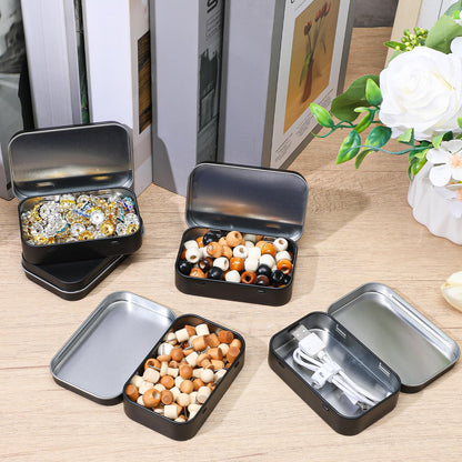50 Pack Metal Rectangular Hinged Tins, 3.74x2.36x0.86 Inch Matte Black Mini Tin Box Bulk Small Empty Storage Tins with Lids, Portable Organizer Containers for Storage Mint Candy Pins Jewelry Crafts