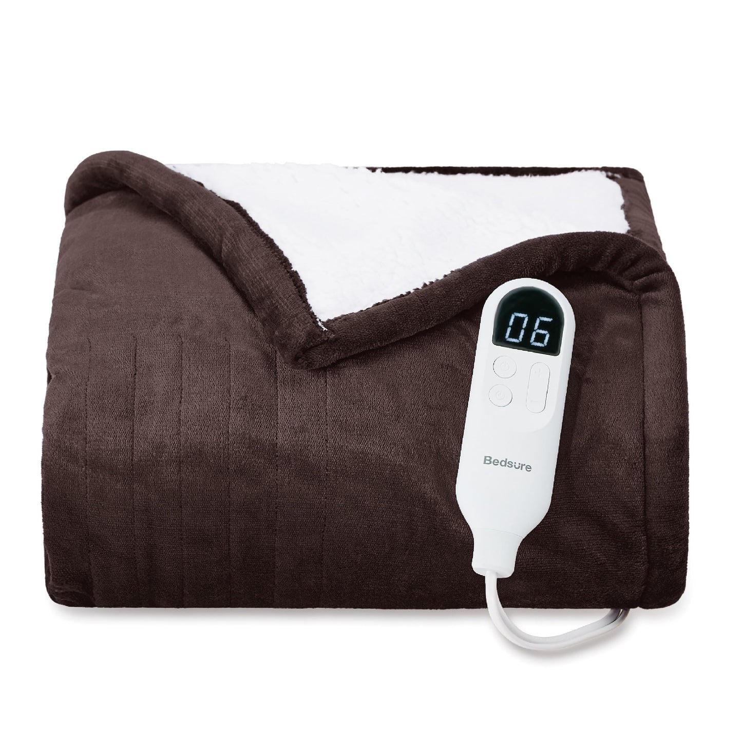 Bedsure Electric Blanket King Size - Dual Control Heated Blanket King Size, Fast Heating with 10 Time Settings & 10 Heat Settings, Warm Gift for Grandma (100x90 inches, Grey)