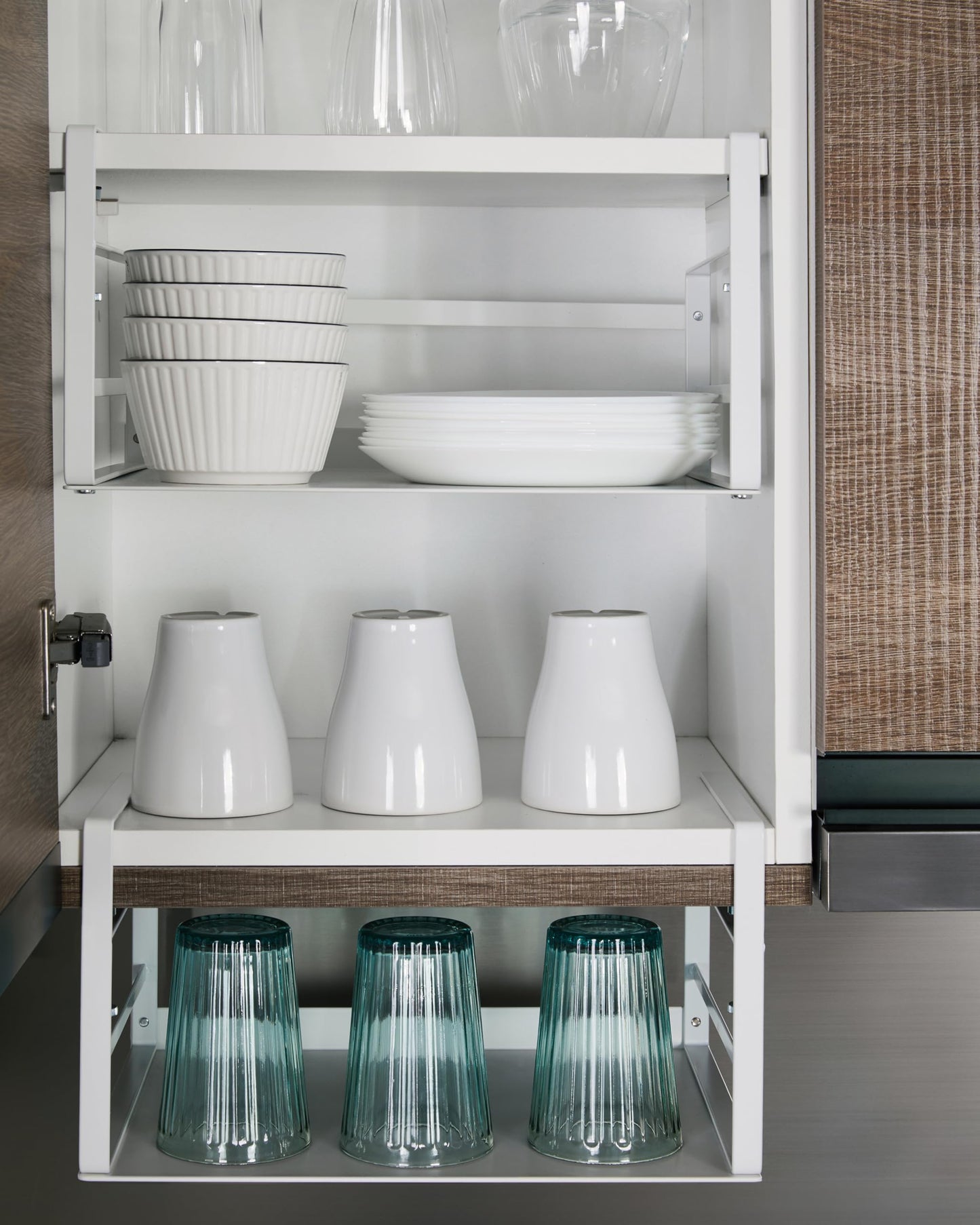 Nxconsu 2Pack Under Shelf Storage Basket Organizer Hanging Holder for Kitchen Cabinet Pantry Cupboard Desk Bookshelf Organization Space Saver Heavy Duty Slide-in Adjustable Mounting Clamp White Small
