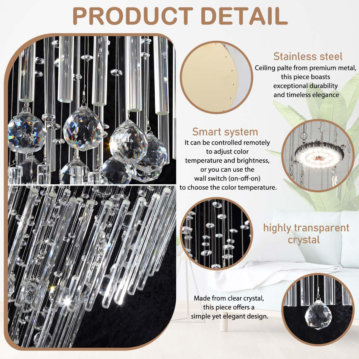 Flashing God D59''X H120'' Large Chandelier for High Ceiling, Modern Crystal Chandeliers Lighting Fixture Raindrop Chandelier for Entryway Staircase Foyer Living Room