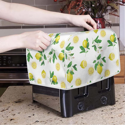 Toaster Cover 4 Slice, Lemon Theme Small Appliance Toaster Oven Cover for Kitchen, Dust Protection