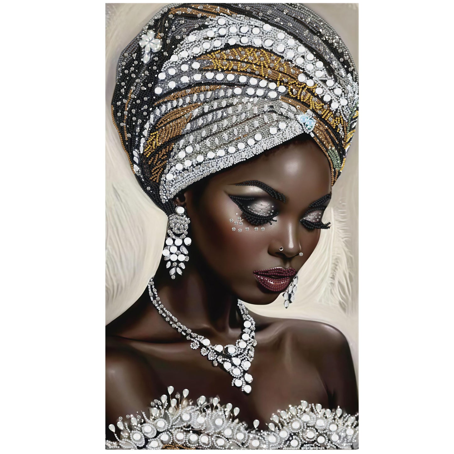 KUFWKEY African Women Large Diamond Art Kits for Adults,Partial 5D Diamond Painting kit for Beginners,Special Shaped Diamond Art,Sparkling gem Art,Diamond dots,DIY Mosaic Kits,Home Decor,16X28 inch