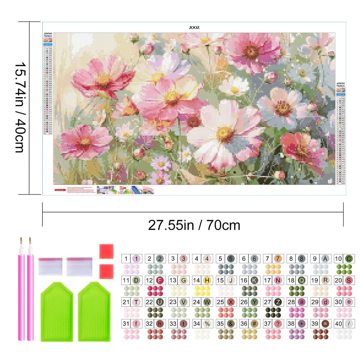 JOOZ Large Diamond Painting Kits for Adults - DIY 5D Flowers Diamond Art Kits for Adults, Full Drill Flowers Diamond Art Painting, Gem Art Kits for Home Wall Decor (27.5 X 15.7 Inch)