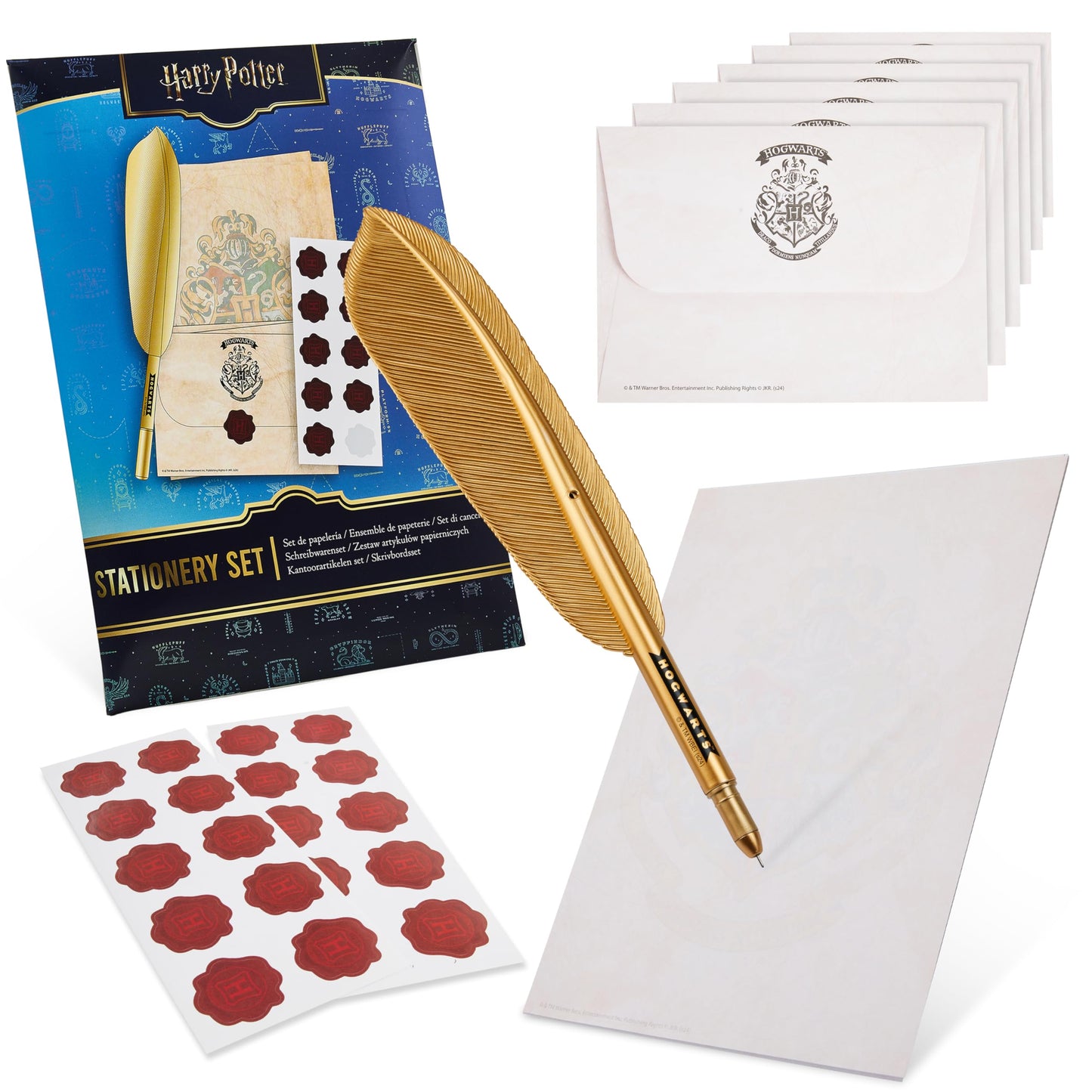 Harry Potter Gifts Letter Writing Kit for Kids, Teens with A5 Paper, Envelopes, Quill Pen, Stickers, Stationery Set, Hogwarts