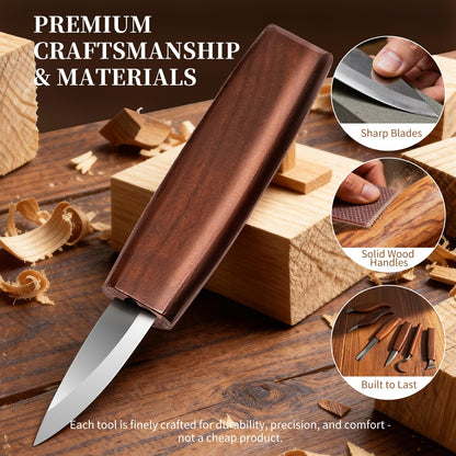 YOYUPETA Wood Carving Tools, 34-Piece Professional Whittling & Carving Kit Set with Walnut Handle Knives, Detail Gouges, Sharpening Stone, Acrylic Paints, Brushes, Palette & Gloves for Adult Hobbyists