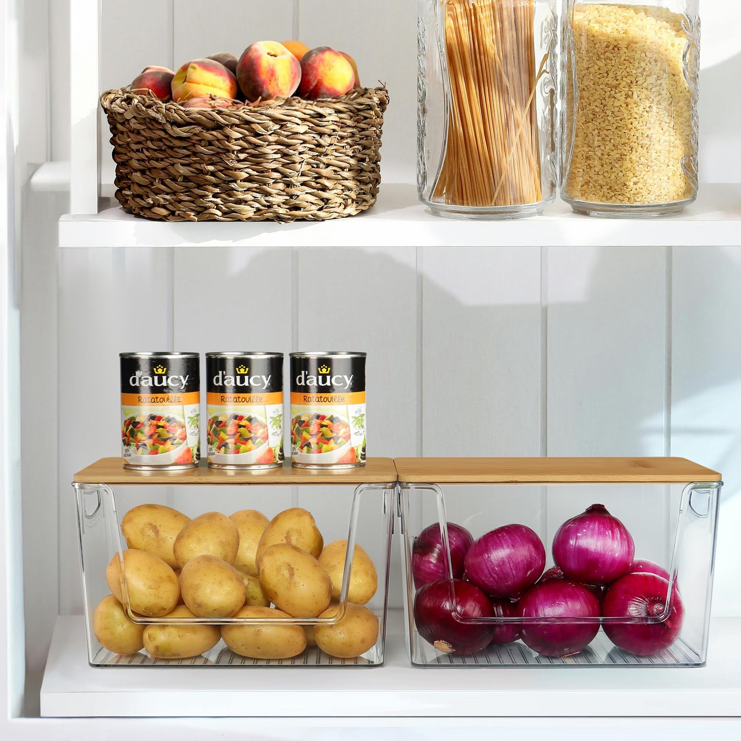 2 PACK Pantry Organizers and Storage Stackable Kitchen Countertop Organizers for Onion, Potato, Garlic, Fruit, Produce, Vegetable