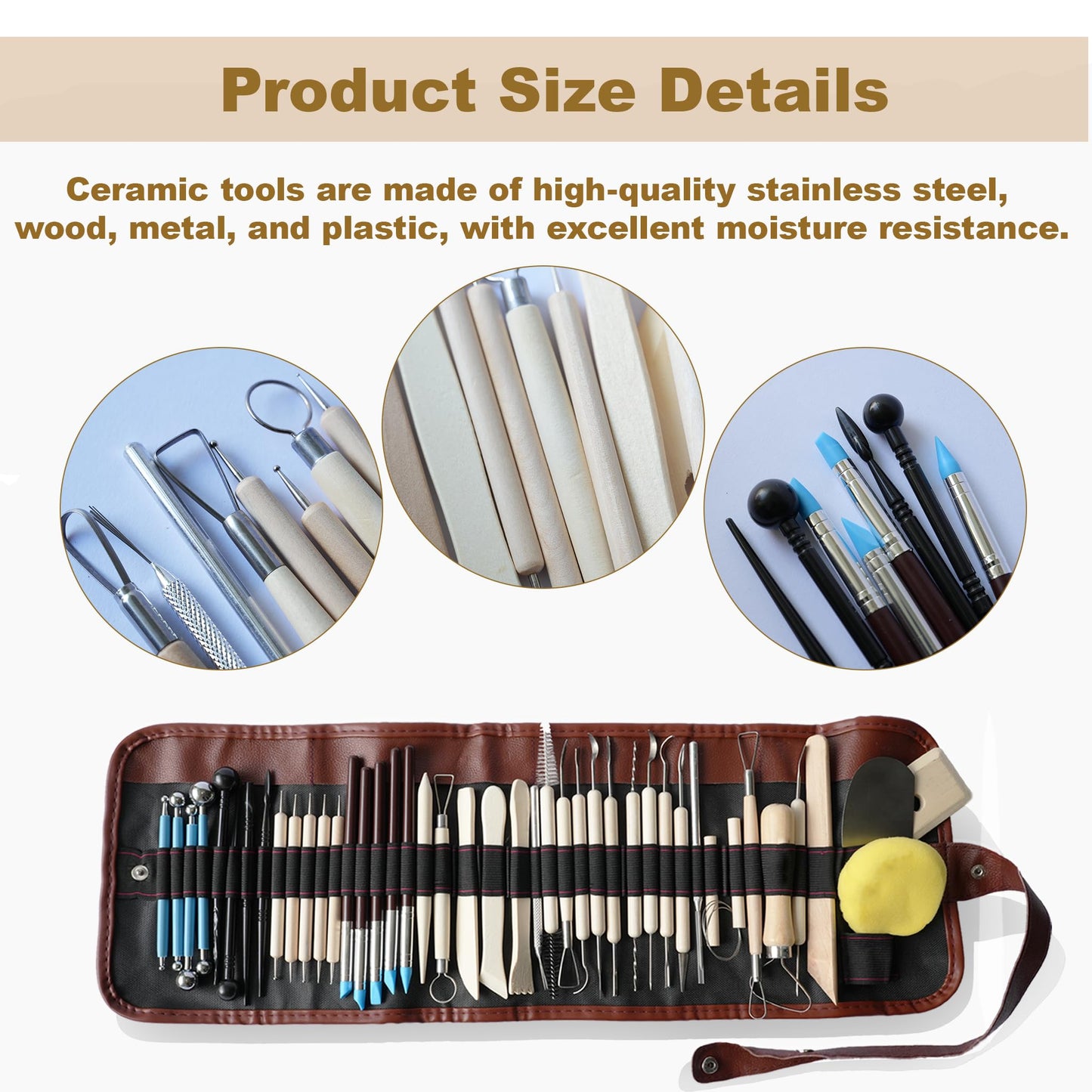 CeeVian Clay Tool Kit 43 PCS Pottery Tools Pottery Tools for Sculpting Pottery Carving Tools for DIY Handcraft Modeling Clay Carving Tools Set for Beginners and Professional Art Crafts