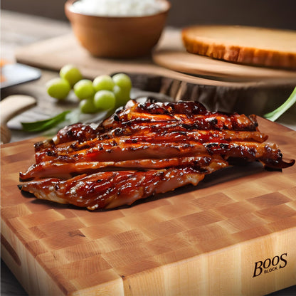 John Boos CCB Series Square Wooden Maple Cutting Board 15”x15” – 3” Thick, 19-lb Reversible Butcher Block with End-Grain & Finger Grips – Made in the USA