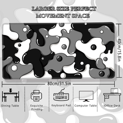MEWOOCUE® Gaming Mouse Pad for Desk,Large Cute Black White Mousepad Laptop,Japanese Grey Anime Mouse Mat,Long XXL Waterproof Keyboard Pads,Big Non-Slip Mouse Pads for Game Office Home（31.5 x 15.7 in）