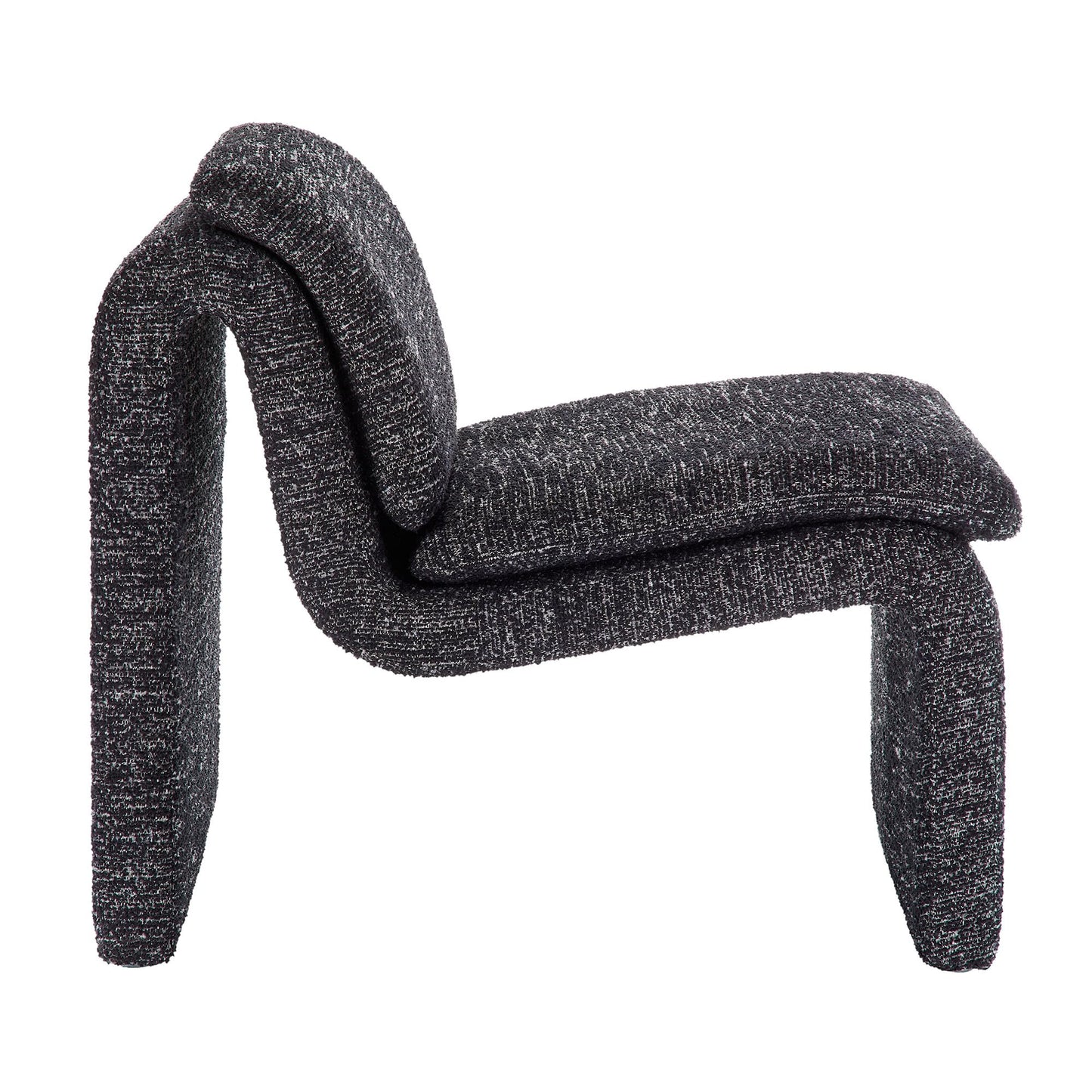 Modway Lume Curved Lounge Chair in Charcoal Boucle Fabric – Modern Upholstered Armless Accent Chair with Padded Cushion - Unique Slipper Chair for Bedroom or Living Room