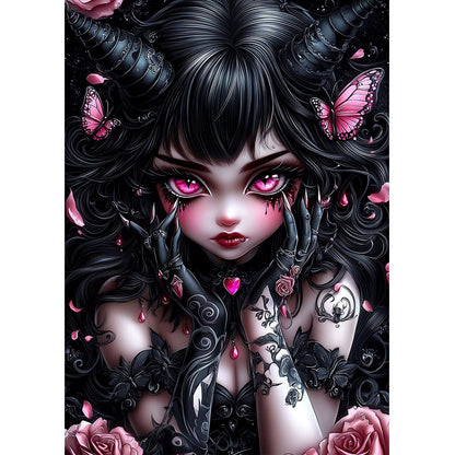 Bowetile 5D Gothic Diamond Art Kits for Adults Beginners, Halloween Diamond Painting Kits, DIY Full Round Drill Diamond Dots Paintings Picture Gem Art Craft for Home Wall Decor 12x16 Inch