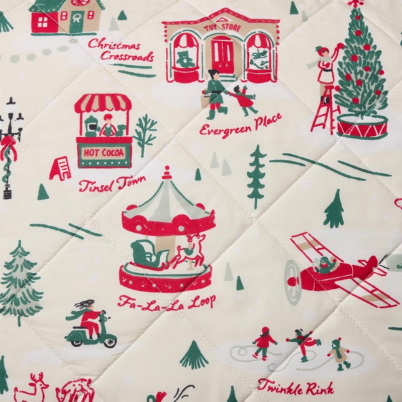 Hallmark King Size 3-Piece Holiday Quilt Set with Shams | Reversible Quilt with 2 Christmas Patterns | Lightweight & Cozy | Super Soft Microfiber Fabric | Wrinkle-Resistant | Multi Christmas Village