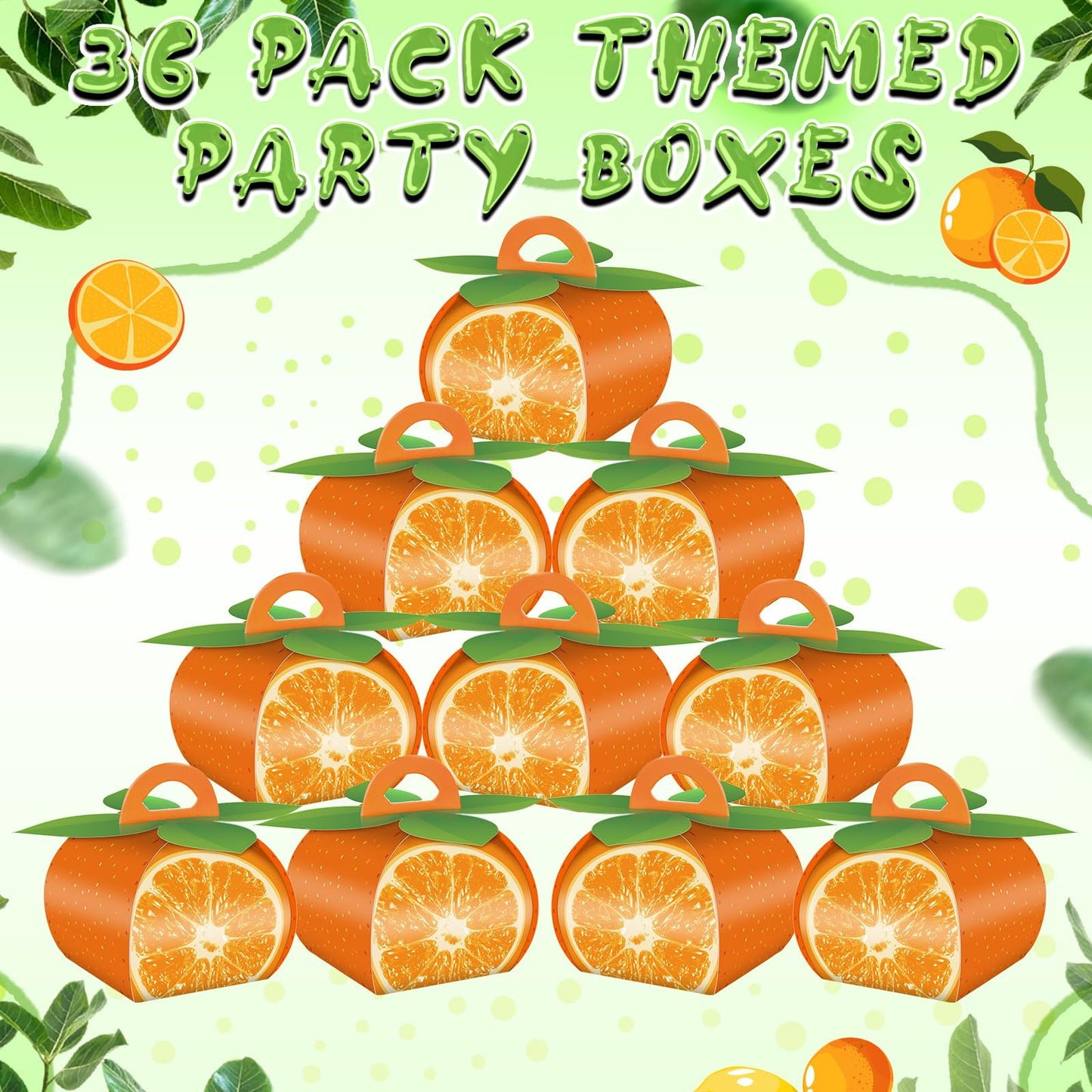TaoBary 36 Pieces Orange Fruit Party Favor Boxes Summer Citrus Orange Slice Candy Treat Box 3D Mini Goodie Gift Bags Party Decorations Supplies for Summer Fruit Themed Birthday Baby Shower