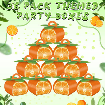 TaoBary 36 Pieces Orange Fruit Party Favor Boxes Summer Citrus Orange Slice Candy Treat Box 3D Mini Goodie Gift Bags Party Decorations Supplies for Summer Fruit Themed Birthday Baby Shower