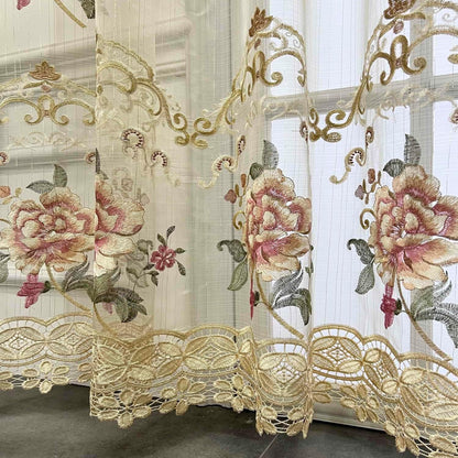 Luxury Embroidered Sheer Curtain for Living Room, 84 inch Length, Custom Elegant Luxurious Embroidery Drape (39x84 inch)