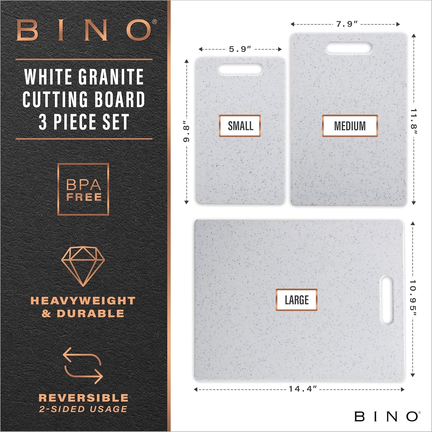 BINO Cutting Board - 3-Piece Chopping Boards, BPA-Free Plastic, Durable, Dishwasher Safe