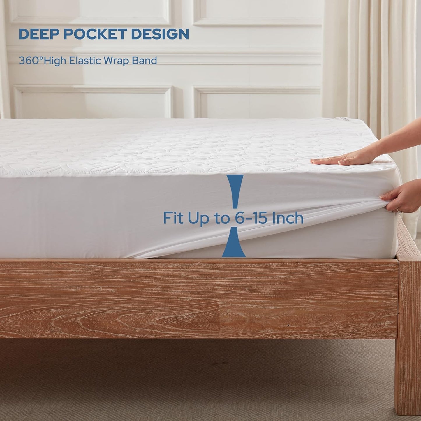 BEDLORE Waterproof Mattress Protector - Soft Breathable Twin Size Pad with Deep Pocket (White)
