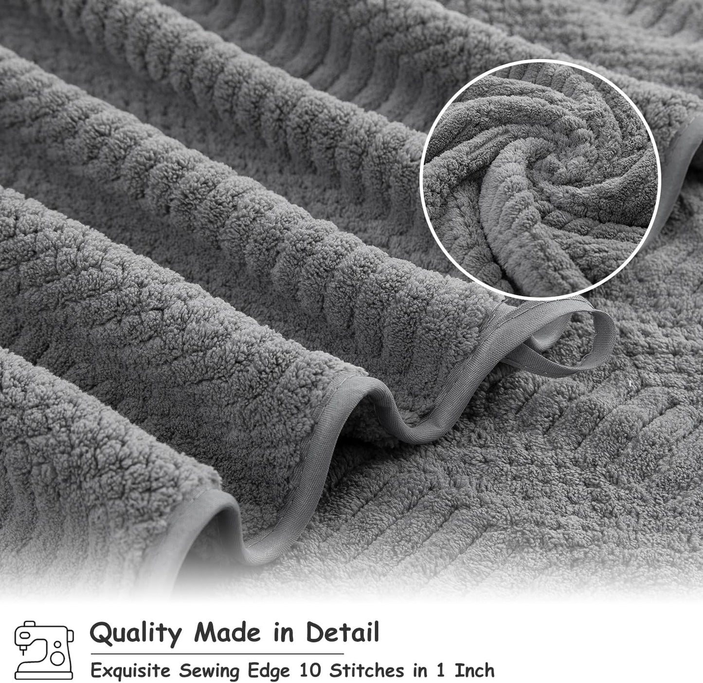 18 Set-6 Sheets,6 Towels,6 Set Pcs Gray Woven Family Towels Bath Hand Washcloths Soft Microfiber Towels Absorbent