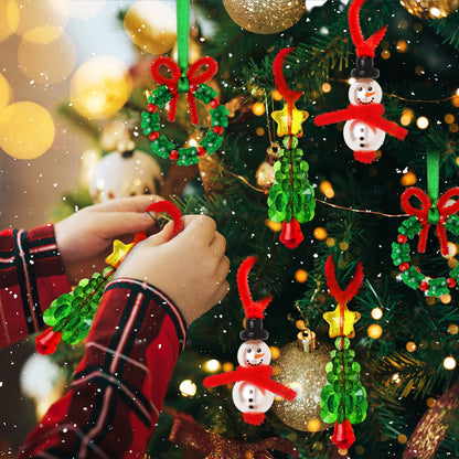 GYGOT Christmas Crafts,36 Sets Beaded Ornament Kit-Including 12 PCS Snowman/12 PCS Christmas Tree/12 PCS Wreath,Xmas Party Holiday Craft Tree Decorations (Assembly Needed)