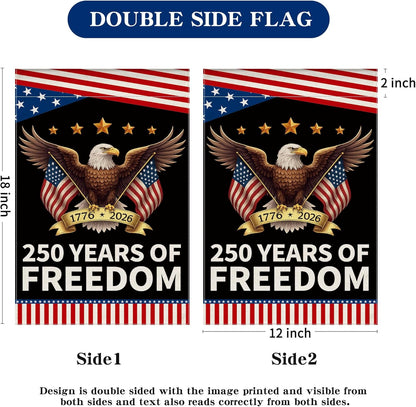 America 250th Anniversary Garden Flag - Double-Sided Patriotic Banner with Eagle Design | 12x18 Inch