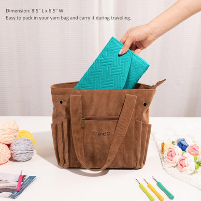 MYBAGZING Crochet Hook Case - Foldable Organizer for Knitting & Crochet Supplies - Knitting Accessories