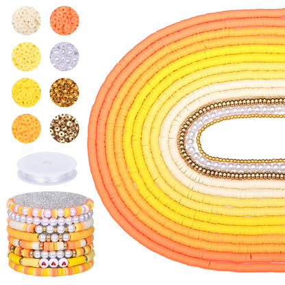AceFun 3750PCS Clay Beads for Bracelets Making Polymer Clay Beads Kit with Pearl Beads Spacer Beads, Disc Heishi Beads Set for Jewelry Making Necklace Bracelet Earrings Finding, Yellow Mixed