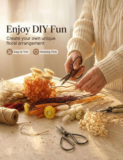 apmunik DIY Dried Flower Set, Bulk Dried Flowers Bouquet, Dried Flower Vase Arrangement, Autumn Decoration,Dried Flowers with Stems. (Fall)