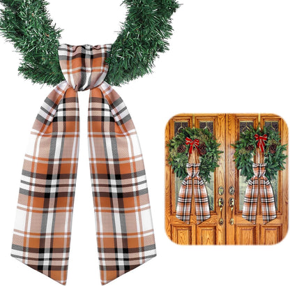 VitalCozy Wreath Sash Set - 2 Pcs Garland Ribbon for Indoor/Outdoor Decor | 4.5" W x 56" L, Plaid Design