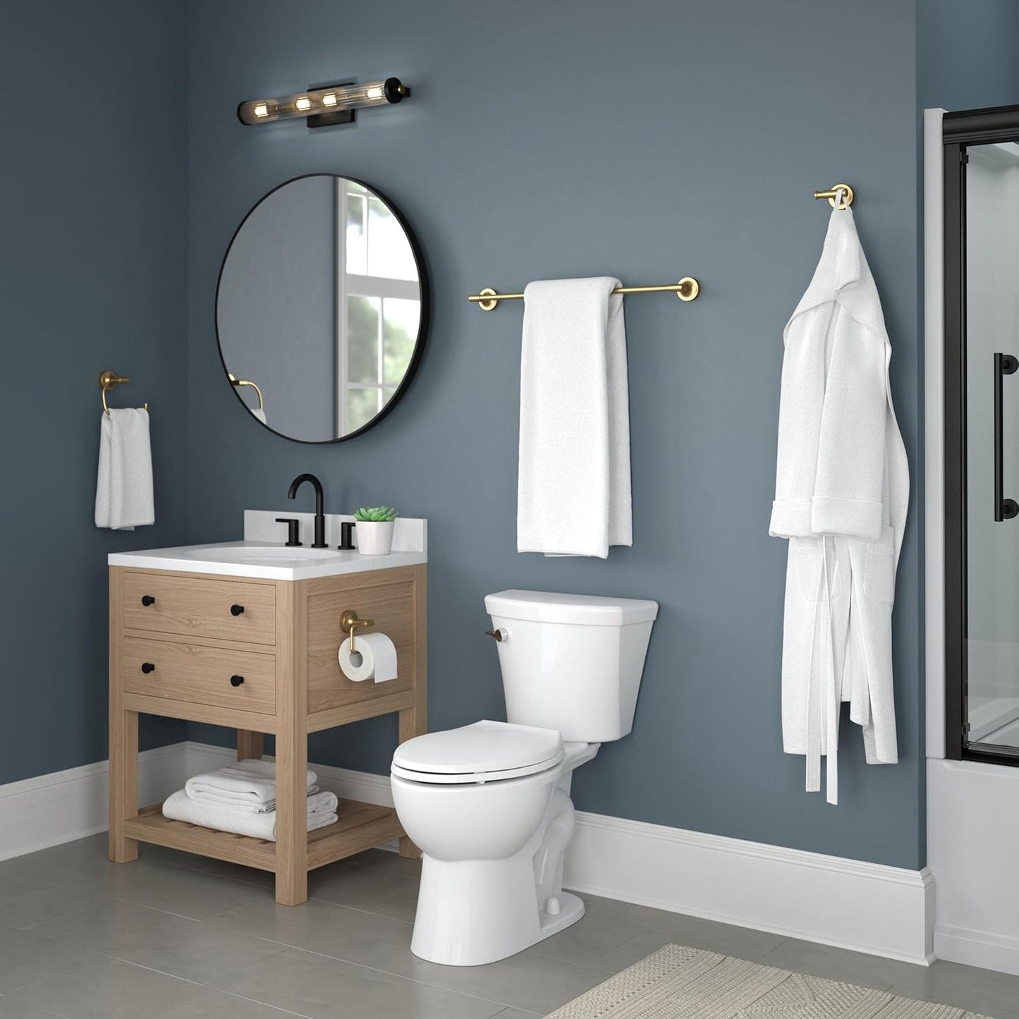 Franklin Brass VOI35-BB Voisin Double Towel Hook, Bath Hardware Accessory in Satin Gold