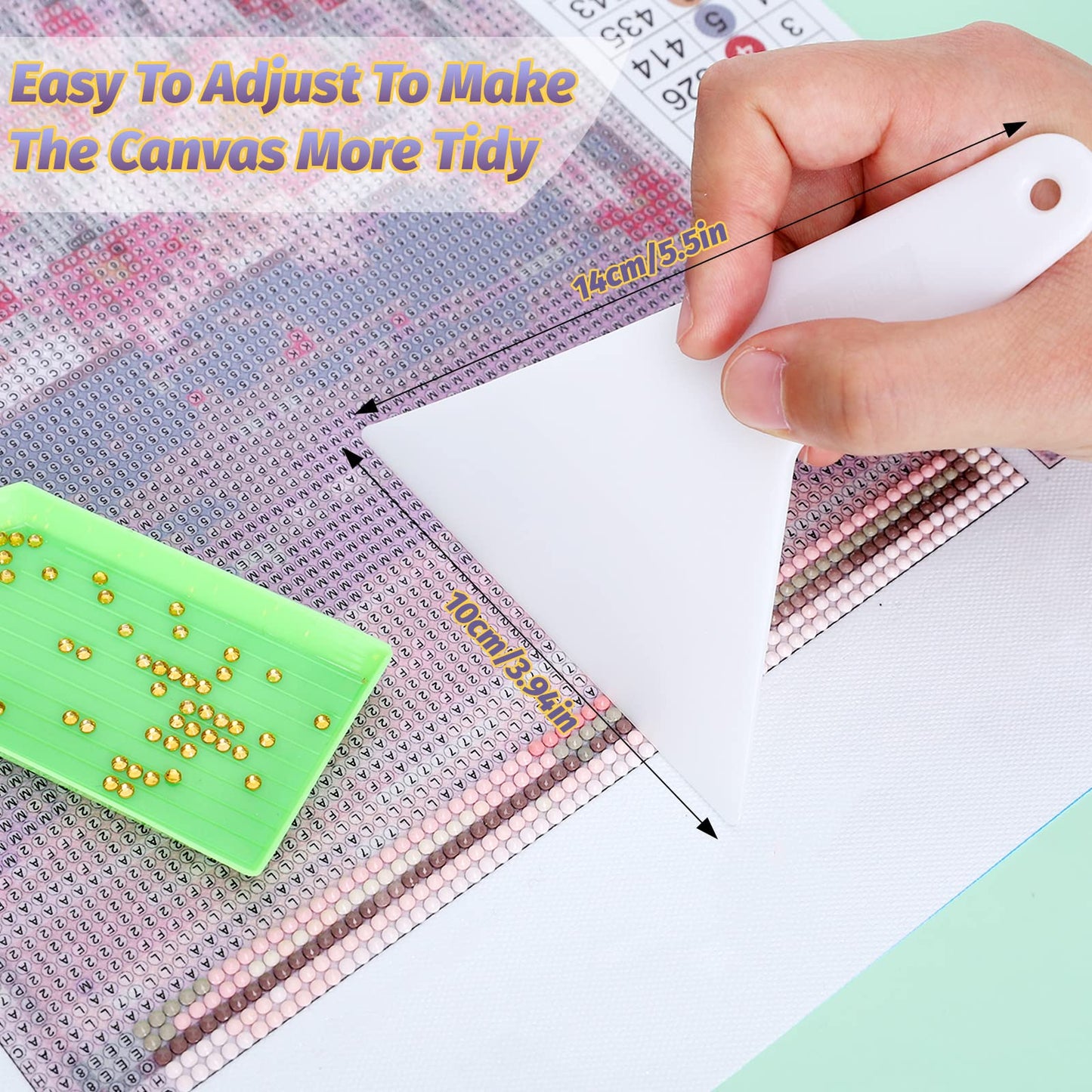 Whaline 3Pcs Stainless Diamond Pasted Drawing Ruler Steel 5D Drawing Mesh Ruler with Fix Tools 240 520 1020 Blank Grids for Full Drill or Partial Drills DIY Art Crafts Diamond Painting Kits