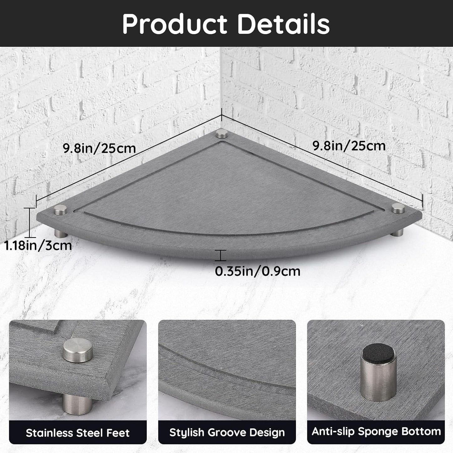 Segbeauty 9.85in Water Absorbing Stone Drying Tray, Quick Dry Diatomaceous Earth Corner Countertop Organizer for