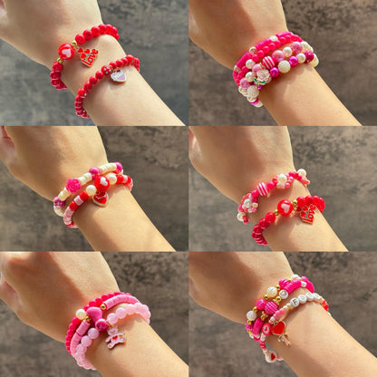 1800PCS+ Valentine’s Day Beads for Bracelets Jewelry Making Set, Pink Red Polymer Clay Beads Assorted Pearl Acrylic Heart Bead Letter Spacer Flower Bead and Heart Charms for Necklace Bracelets Making