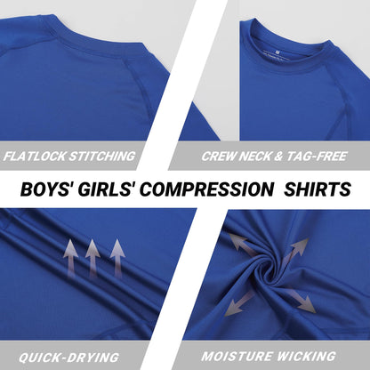Runceptual Youth Boys Compression Shirt Short Sleeve Kids Quick Dry Base Layer Undershirt Basketball Athletic T-Shirt (US, Alpha, Medium, Regular, White)