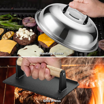 ROMANTICIST 29PCS Griddle Accessories Set - Flat Top Teppanyaki Spatula Set with Scraper, Basting Cover for Camp Chef- Home Cooking Griddle and Outdoor BBQ Gifts for Christmas
